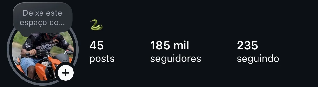 Print do segundo perfil com 185 mil seguidores